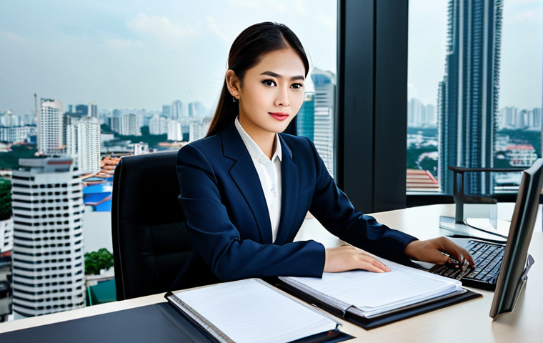 직업상담사 연봉 수준 지역별 분석 - **Businesswoman in Bangkok:** "A professional businesswoman in a modest business suit, working at a ...